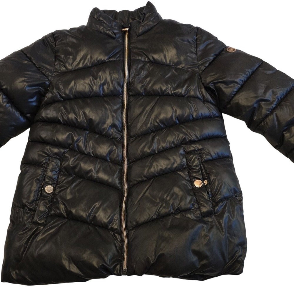 Puffer Juniors girls Michael Kors Size 14 Black Jacket Gold Zip Warm Winter Coat - Picture 2 of 8